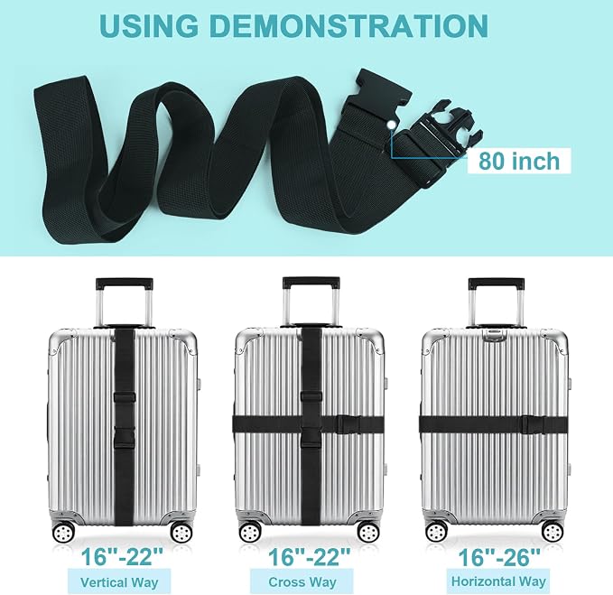 4Pcs Luggage Straps for Suitcase Travel Accessories TSA Approved, 80In Long - Image 6