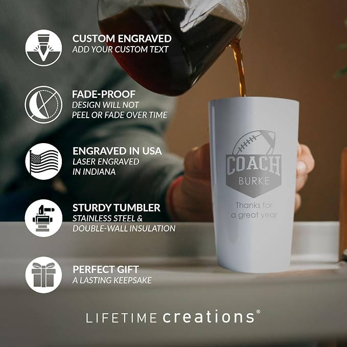 Lifetime Creations Personalized Football Coach Tumbler: Custom Football Coach - Image 2