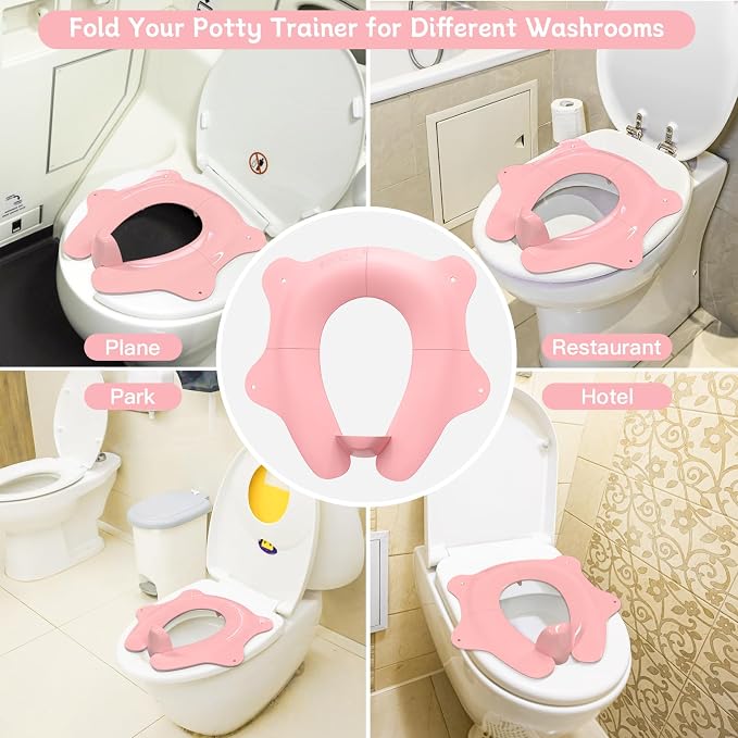 SKYROKU Foldable Kids Toilet Seat – Portable & Anti-Slip Travel Potty Training - Image 6