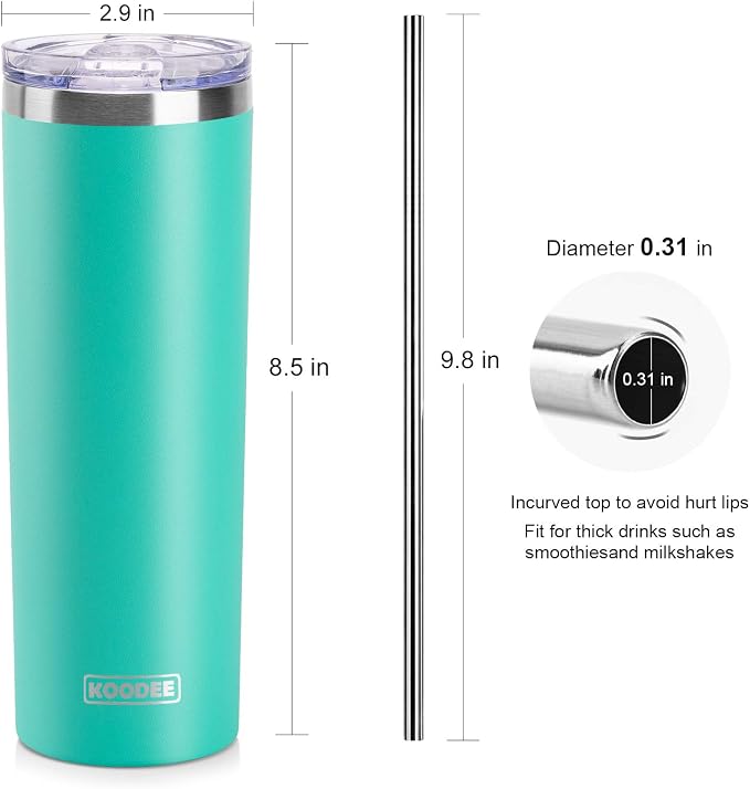 koodee 20 oz Skinny Tumbler Stainless Steel Double Wall Insulated Water Tumbler - Image 5