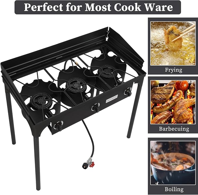 ROVSUN 2/3 Burner Outdoor Propane Gas Stove High Pressure Stand Cooker - Image 5