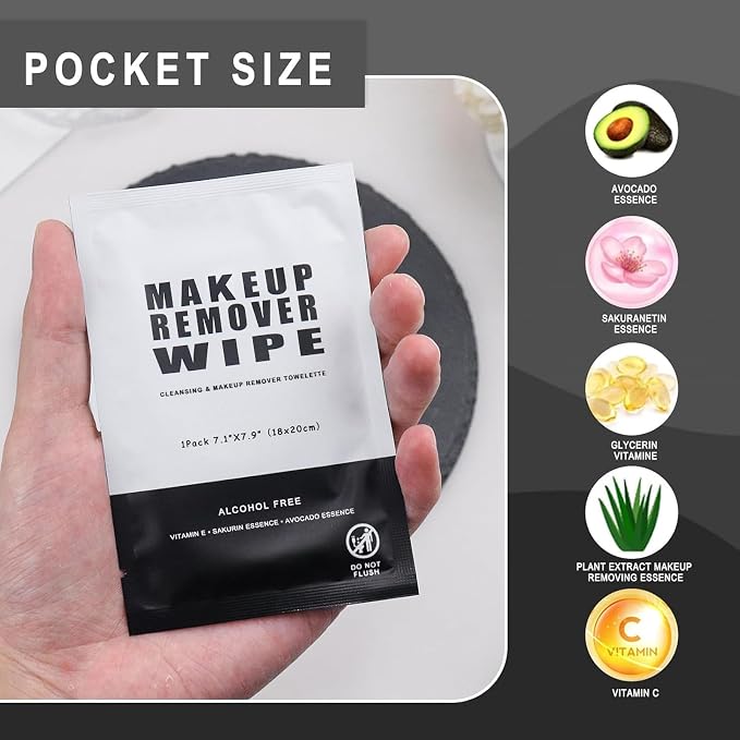 200 Count Makeup Remover Wipes Individually Wrapped Makeup Wipes Bulk Face - Image 3