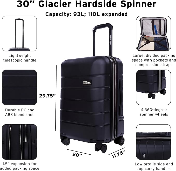 Eddie Bauer Glacier Carry-On 22" and Checked 30" Luggage | Hardside | Spinner - Image 3