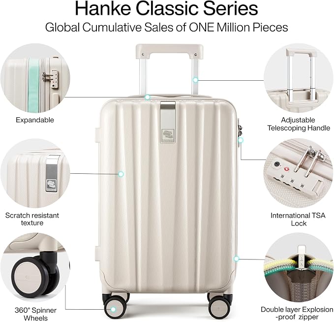 Hanke Expandable Hardshell Luggage Sets 3 piece Carry on Luggage - Image 5