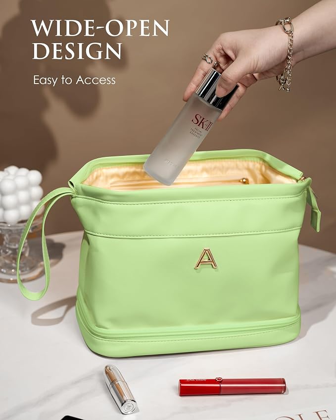 Gifts for Ladies, Initial Large Makeup Bag, Bride To Be Gifts, Double Layer - Image 4