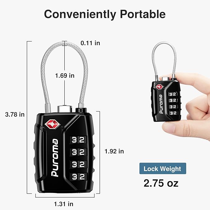 Puroma 2 Pack TSA Approved Luggage Locks, 4 Digit Combination Travel Locks - Image 6