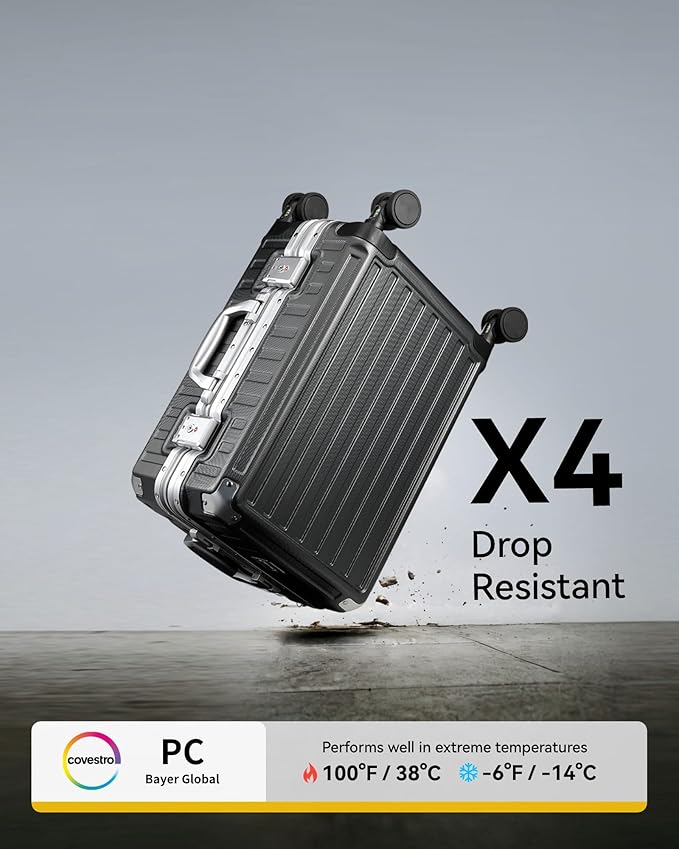 LUGGEX Carry On Luggage with Spinner Wheels, 20 Inch Aluminum Frame Zipperless - Image 6
