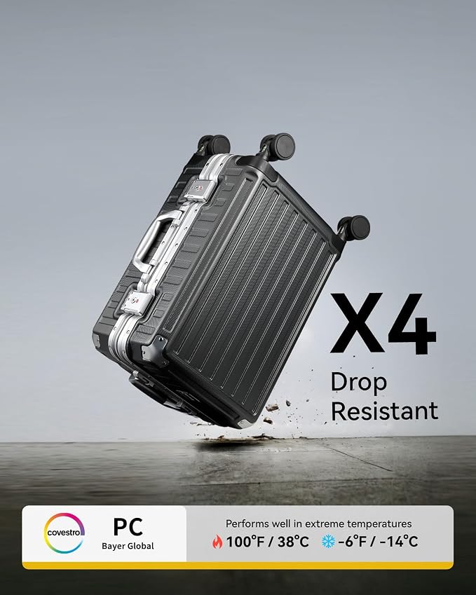 LUGGEX Checked Suitcase with Spinner Wheels, 28 Inch Aluminum Frame Zipperless - Image 6