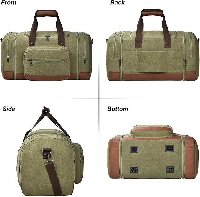 Litvyak Duffle Bag for Travel, Large 60L Canvas Travel Duffel Bags Overnight - Image 6