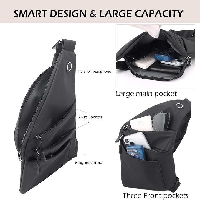 Anti Theft Crossbody Bags for Women Men, Slim Sling Bags - Image 4