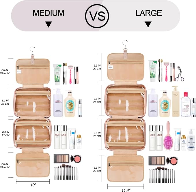 Travel Hanging Toiletry Bag for Women, Extra Large Makeup Bag, Holds Full-Size - Image 2