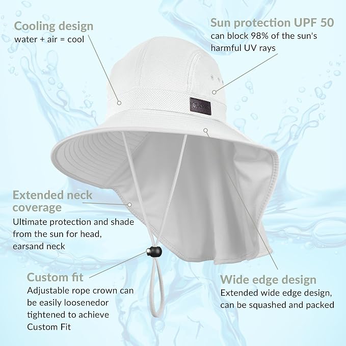 Sukeen Cooling Sun Hat for Men Women UPF50+ Wide Brim Fishing Hat - Image 2