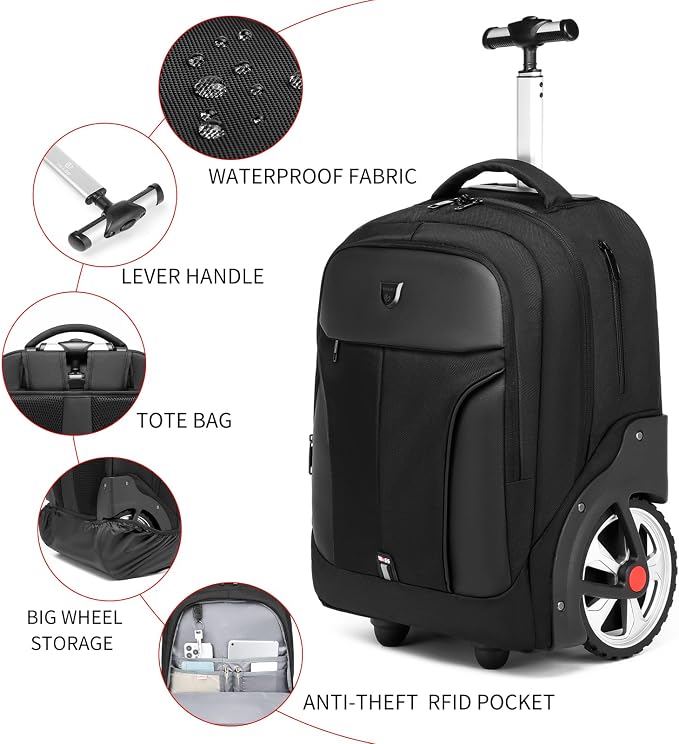 Rolling Backpack, Waterproof Backpack - Image 4