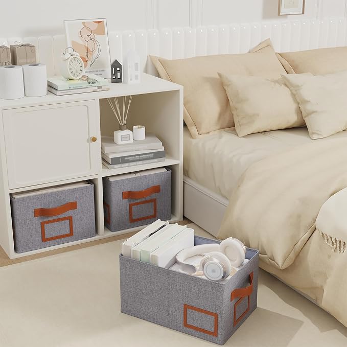 OUTBROS Foldable Storage Box for Shelves, 15 x 10.2 x 7.9 inch Fabric Baskets - Image 2