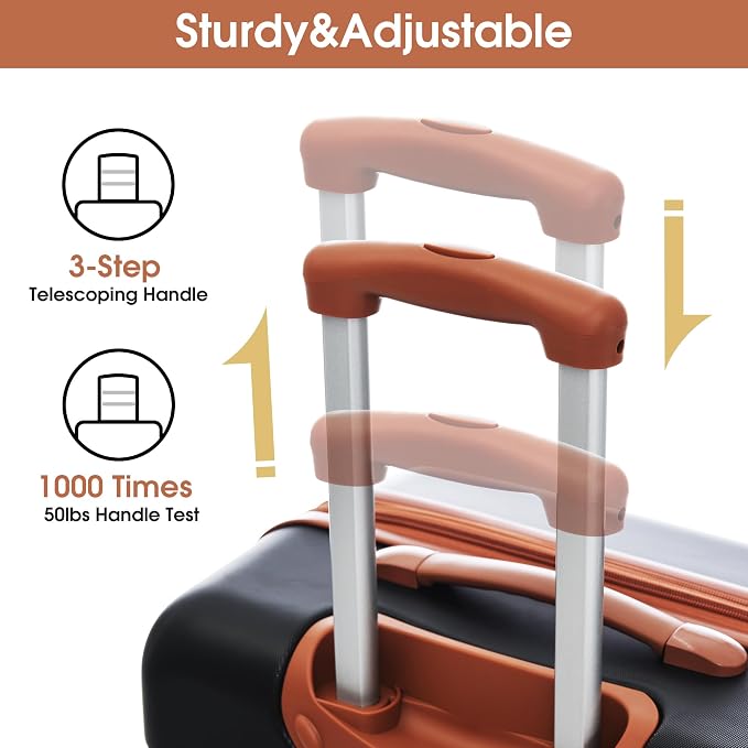 Merax Luggage sets of 3 Piece 20 28 IN Carry on Luggage Hard Case Black and - Image 3