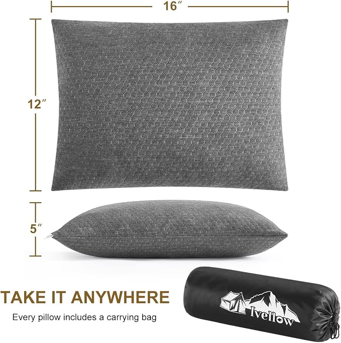 Ivellow Memory Foam Travel Pillow Compressible Camping Pillow - Image 5