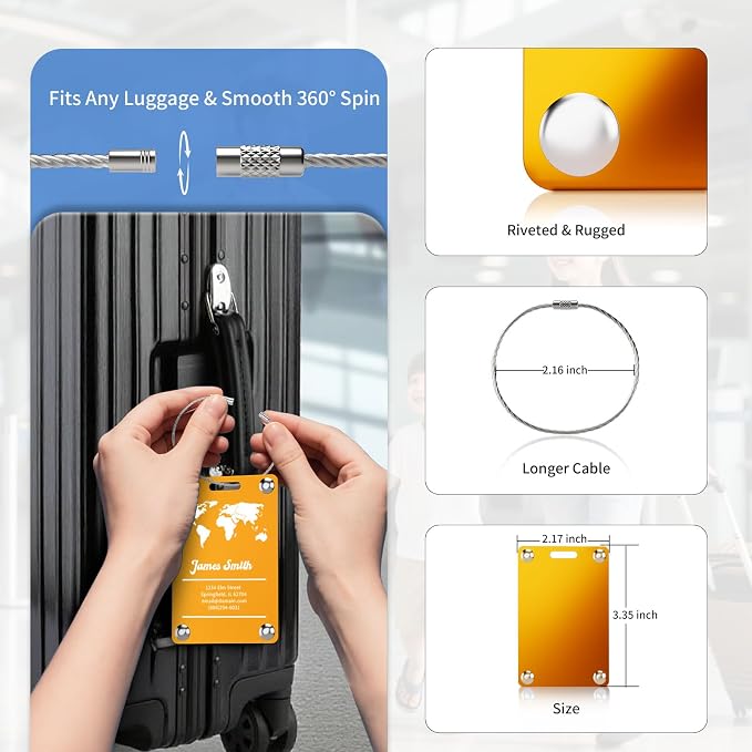 4 Pack Personalized Luggage Tags - Image 4