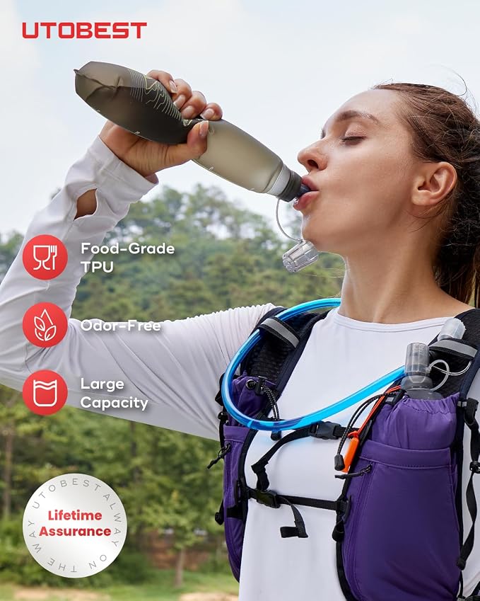 UTOBEST 500ml Soft Flask, 2 Pack Flexible TPU Hydration Water Bottle, - Image 4