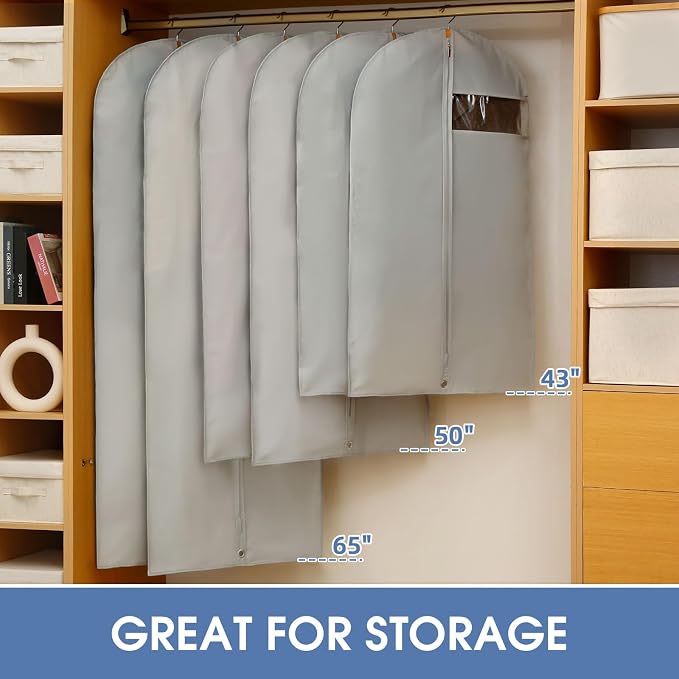 50" Garment Bags for Hanging Clothes, Suit Bags for Closet Storage and Travel - Image 5