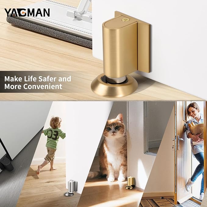 2 Pack Magnetic Door Stoppers Retractable Bottom of Door Holder No Drilling - Image 6