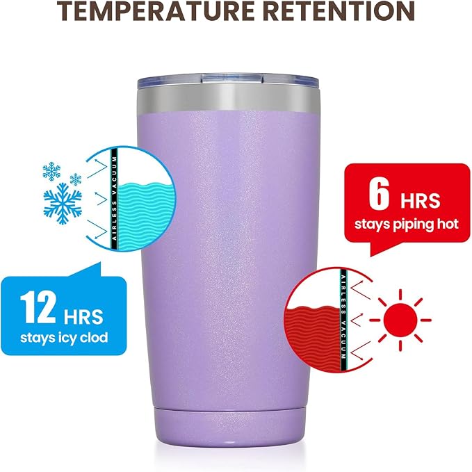 MEWAY 20oz Tumbler 12 Pack Double Wall Vacuum Insulated Travel Glitter Mug Bulk - Image 6