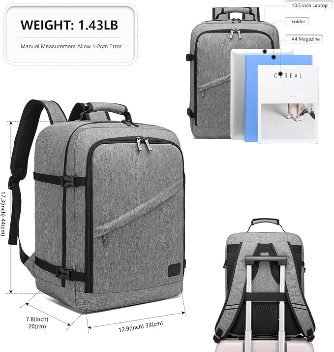 Kono Carry on Backpack, Waterproof Lightweight Daypack - Image 3