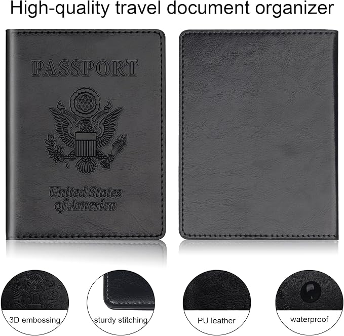 Herain Black & Dark Blue Passport Holder - Image 4