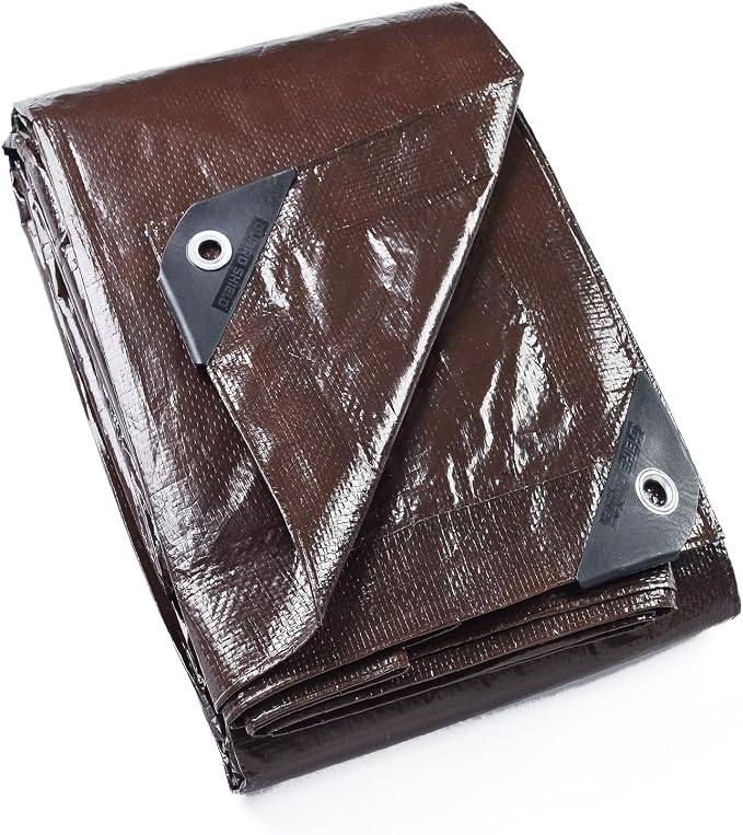 GUARD SHIELD Brown Tarp 8x8 Feet Waterproof Tarps Lightweight Camping Tarp by GUARDSHIELD