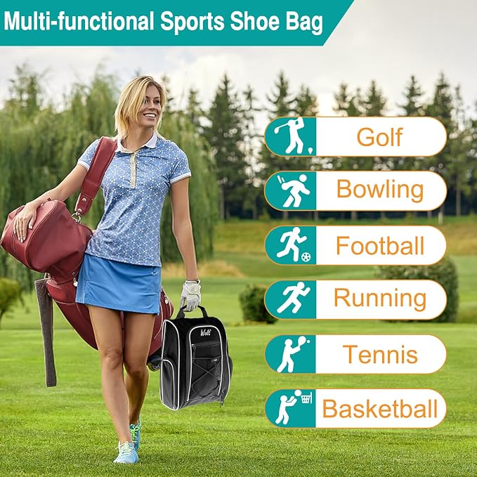 Wolt 2 Pcs Golf Shoe Bag for Travel- Zippered Shoes Carrier Bags - Image 6