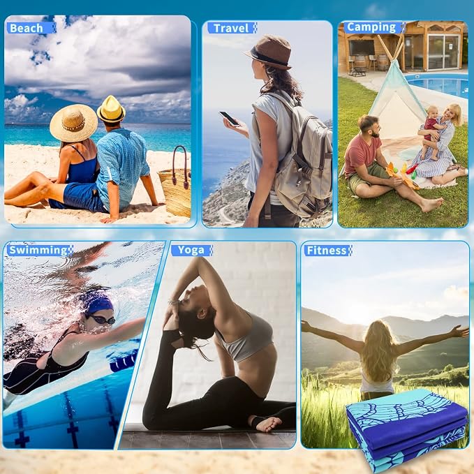 2 Pack Microfiber Oversized Lightweight Beach Towel 71"x32" Extra Thin Large - Image 7