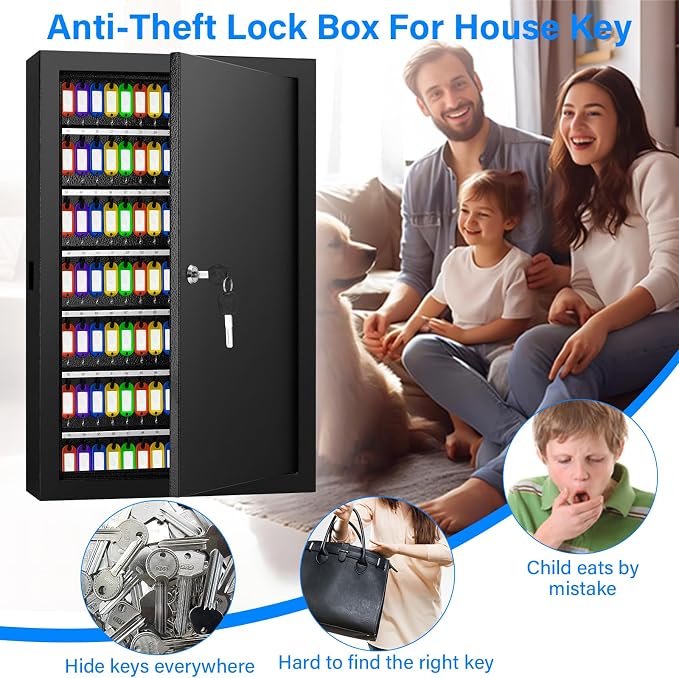 175 Keys Key Lock Box, Anti-Theft Key Cabinet - Image 8