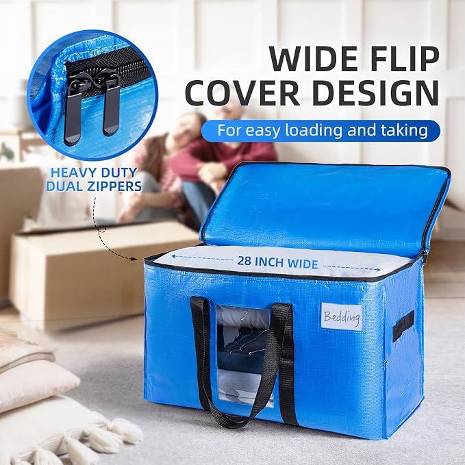 TAILI Extra Large Moving Bags, 10 Pack Blue Heavy Duty Totes - Image 5
