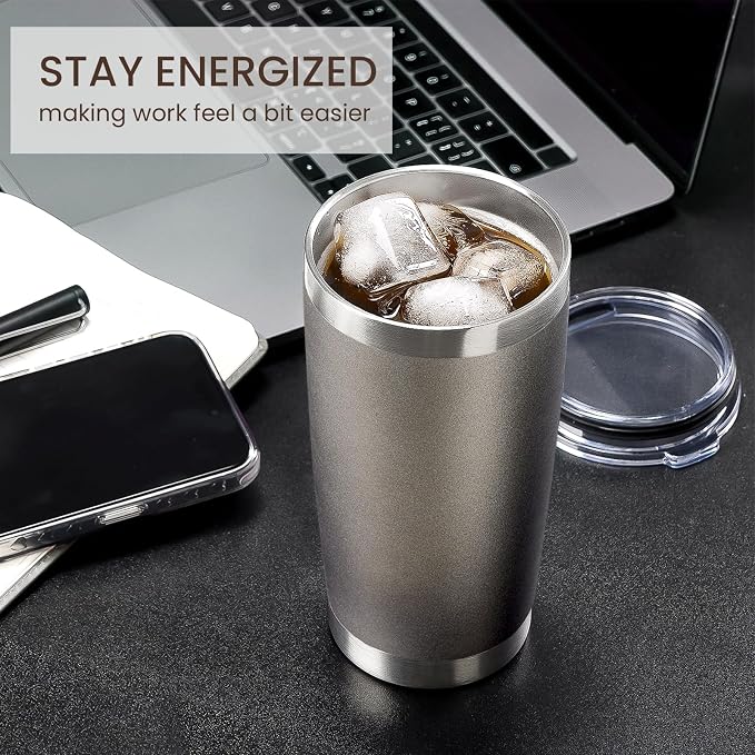 MEWAY 20oz Tumbler Cup Double Wall Vacuum Insulated Travel Mug Bulk, Stainless - Image 4