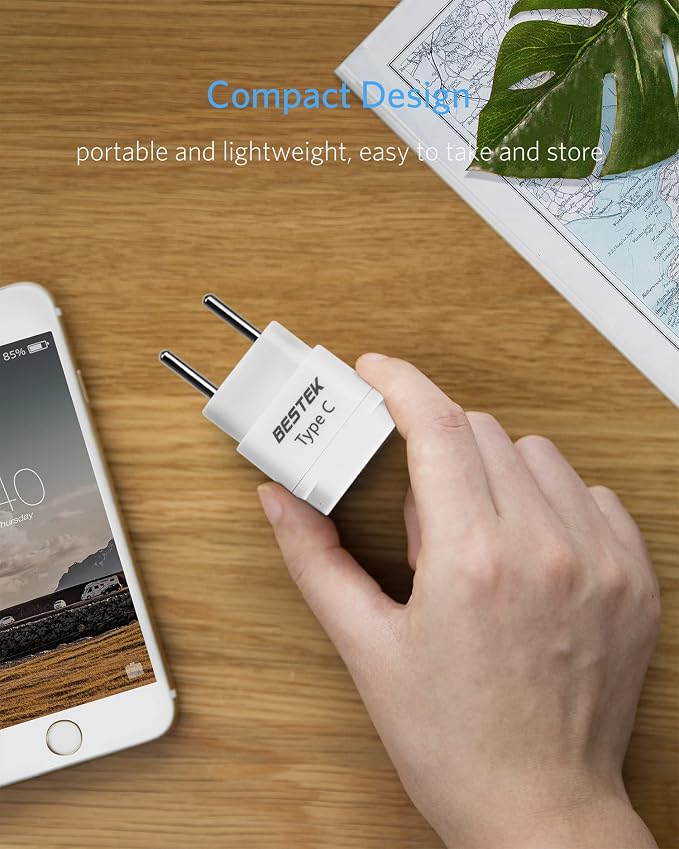 BESTEK European Travel Plug Adapter Set, Grounded Universal Power Plug Adapter - Image 3