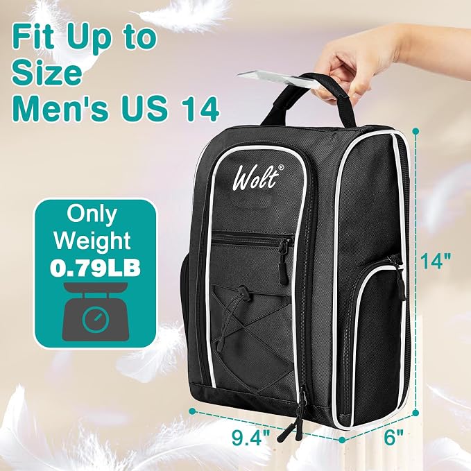 Wolt 2 Pcs Golf Shoe Bag for Travel- Zippered Shoes Carrier Bags - Image 2