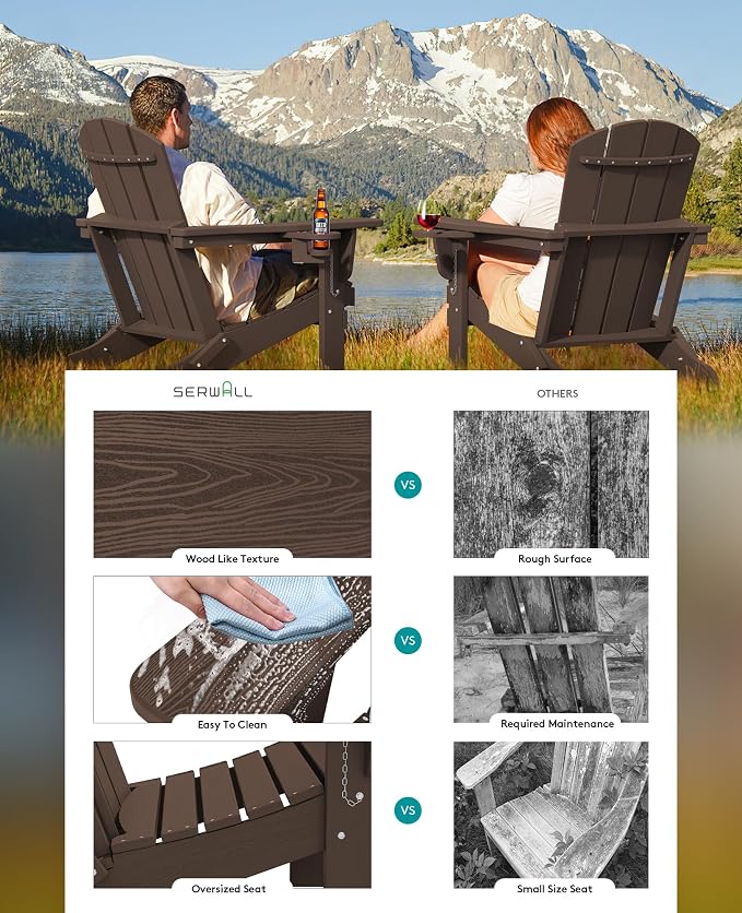 SERWALL Adirondack Chair with Cup Holders - Image 5