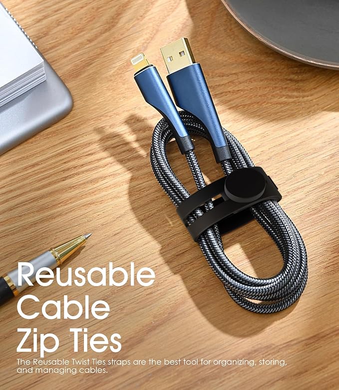 40Pcs Nearockle Reusable Cable Ties, Adjustable Silicone Cord Organizer Small - Image 7