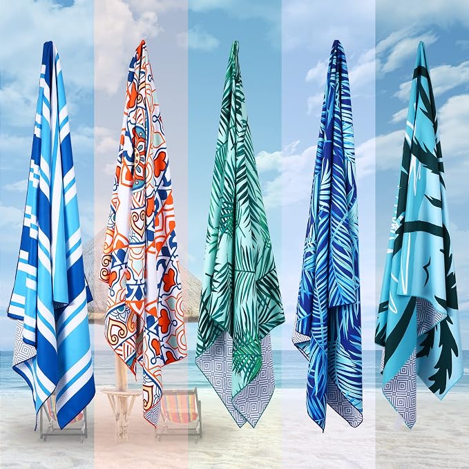 2 Pack Microfiber Beach Towel, Oversized Pool Towel 75”x 35”, Sand-Free Quick - Image 7