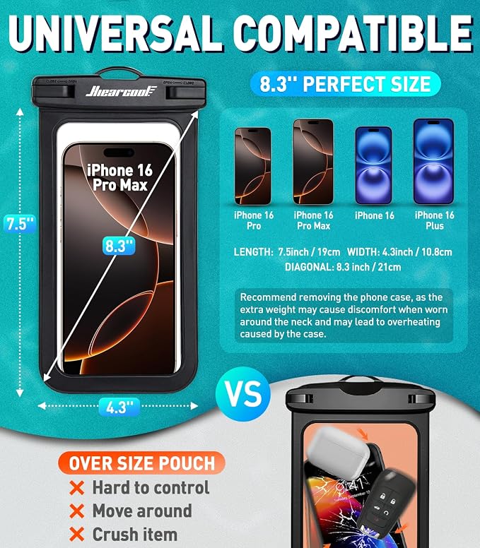 Hiearcool Universal Waterproof Phone Pouch, Underwater Dry Bag - Image 2
