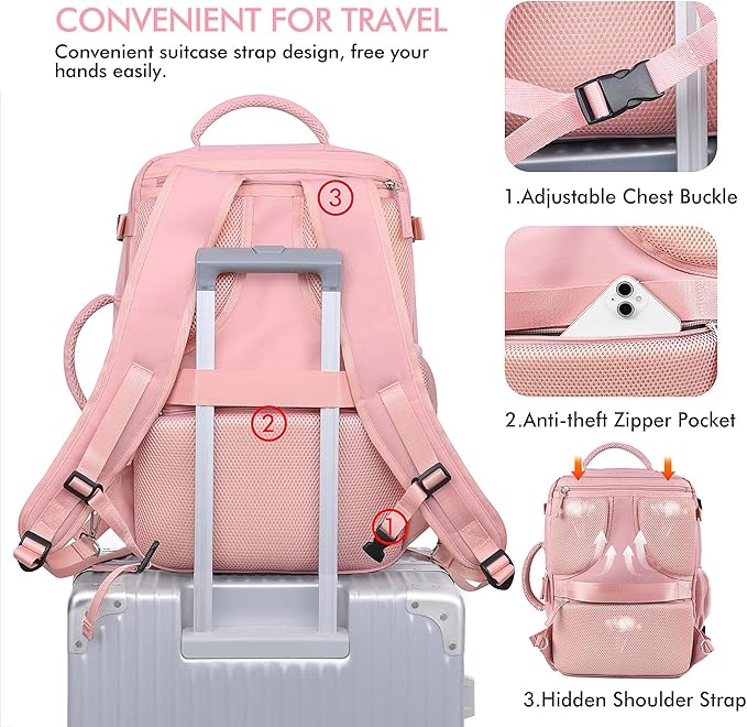 Beraliy Large Travel Backpack for Women, Personal Item Bag Airline Approved - Image 7