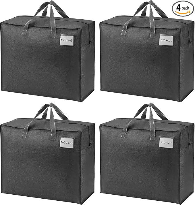 VENO 4 Pack Heavy Duty Moving Bags, Storage Bags, Packing Supplies, Top Zipper by Veno