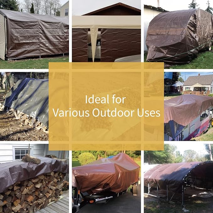 GUARD SHIELD Brown Tarp 12x16 Feet Waterproof Tarps Lightweight Camping Tarp - Image 5