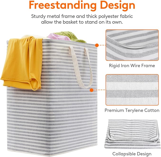 Lifewit 3 Pack Laundry Hamper Large Collapsible Laundry Baskets, Freestanding - Image 2