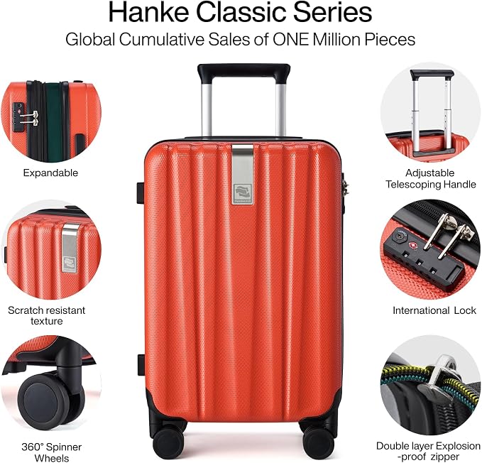 Hanke Expandable Hardshell Luggage Sets 3 piece Carry On Luggage - Image 4
