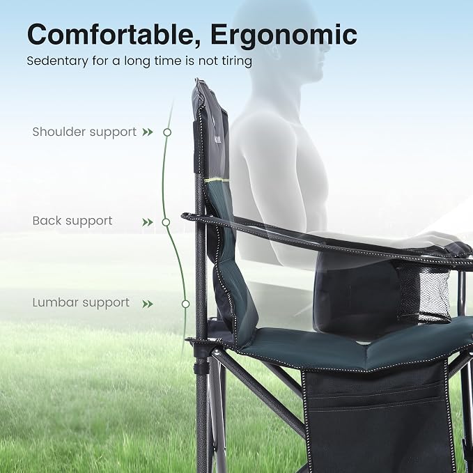 HIGH POINT SPORTS Camping Folding Chair, Heavy Duty Oversized Portable Outdoor - Image 9