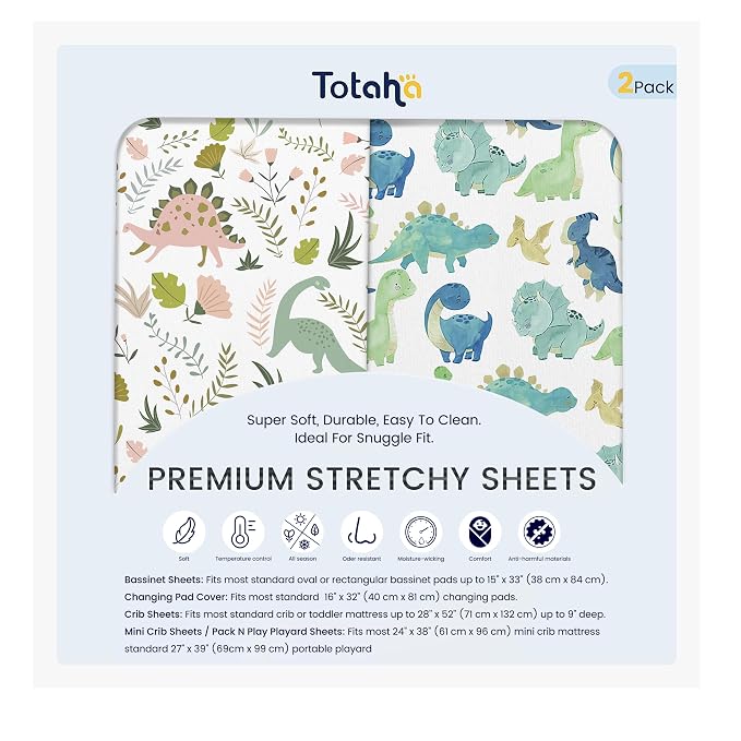 TotAha Dinosaur Crib Sheets for Boys, Premium Soft Crib Mattress Fitted Sheet by TotAha%7CUnitedStates