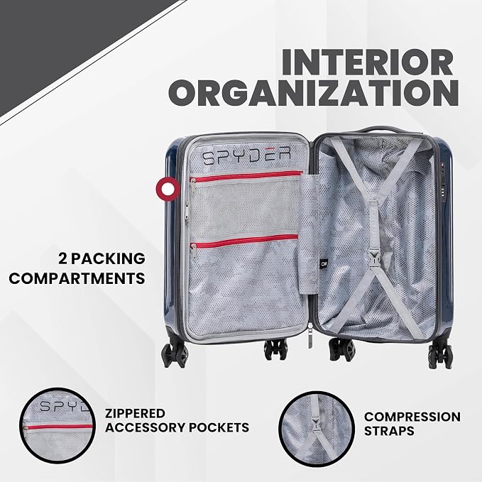 Spyder Rails 25 Inch Medium Expandable Hardside Upright Suitcase - Image 5