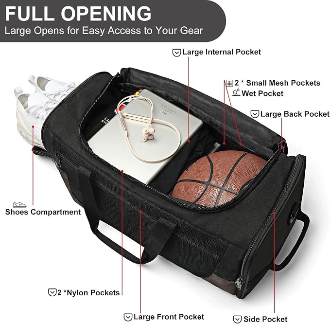 Gym Duffle Bag for Men and Women, Small Travel Duffle Bag Fitness Workout Bag - Image 3