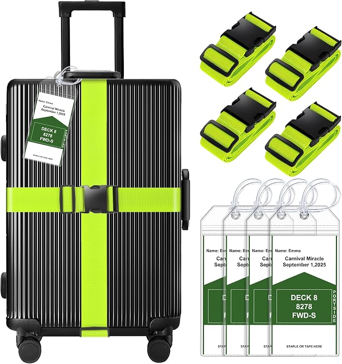 8 Pack Luggage Straps and Cruise Luggage Tags Set, Luggage Straps by Gostwo