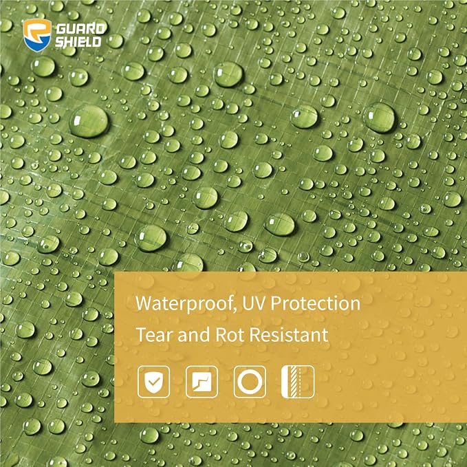 GUARD SHIELD Tarp Green 12x16 Feet Multi Purpose Waterproof Poly Tarp Cover 5mil - Image 3